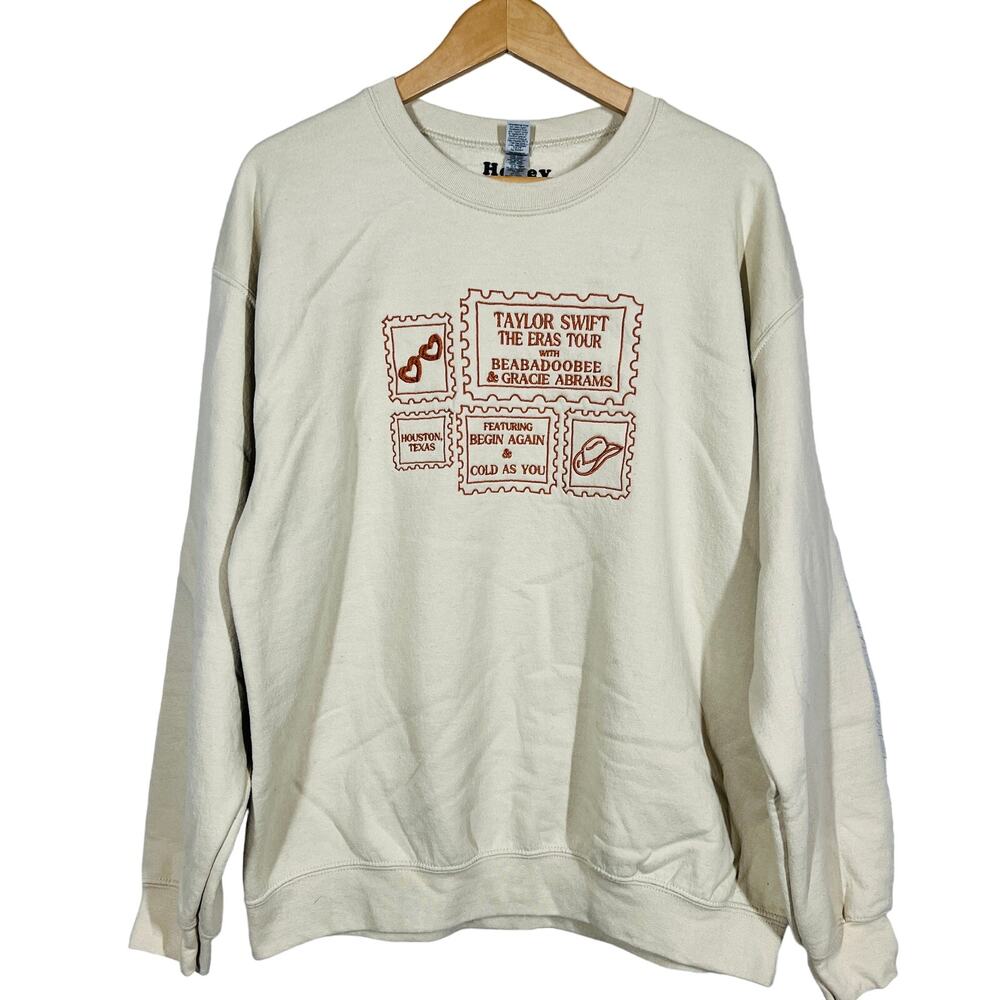 Taylor Swift Eras Tour Sweatshirt Houston TX 2023 Long Sleeve Pullover Jumper- L